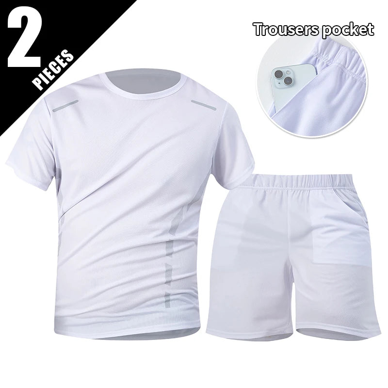 1/2/4 Piece Men's Quick Drying Sports Suit Casual Breathable Short Sleeved T-shirt Pocket Versatile Shorts For Teenagers To Wear