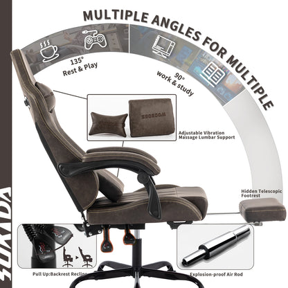 SUKIDAGaming-Stuhl, Computerstuhl, ergonomischer Gaming-Stuhl mit Fußstütze, Bürostuhl, ergonomischer Computerstuhl mit Lordosenstütze