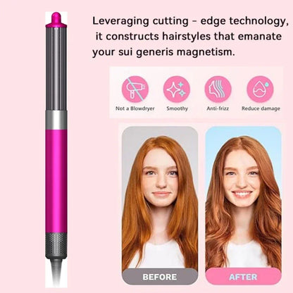 Professional 6IN1 1300W Multi-Functional Hair Styler - Dry, Straighten, Curl with Brush, Ideal for Salon & Home Use.