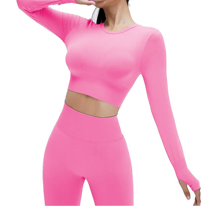 Seamless Sports Suit Yoga Set for Women Fitness Wear Long Sleeve Yoga Clothing Gym Workout Sportswear Two Piece Tracksuit Women.