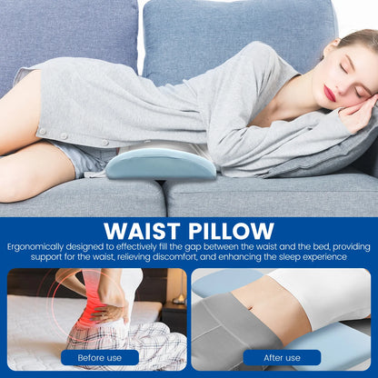 Lumbar Support Pillow for Bed Memory Foam Lumbar Pillow Ergonomic Waist Support Cushion for Car Sofa Office Chair Waist Pillow.