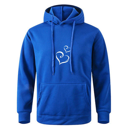 Autumn Fleece Solid Color Korean Fashion Drawstring Pockets Finger Heart Hooded Long Sleeve Loose Hoodie Sweatshirts Top.