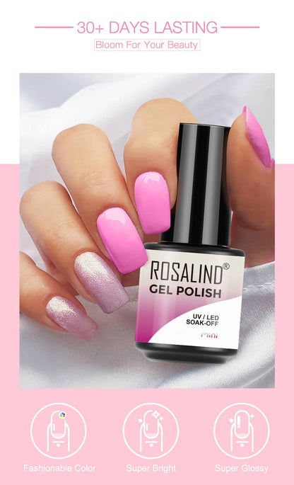 ROSALIND Red Series UV Nail Gel Hybrid Varnish Semi Permanent For Manicure Art Nail Polish Matt Base Top Coat Gel Nail Polish.