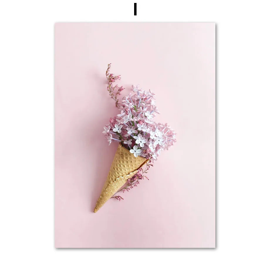 Pink Cherry Blossom Tulip Bicycle Flower Nordic Posters Ferris Wheel Wall Art Print Canvas Painting Living Room Home Decoration