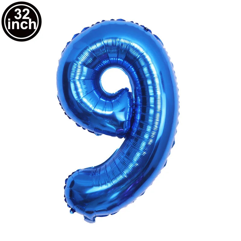 Blauer Ballon mit großen Zahlen, 32 Zoll, 0, 1, 2, 3, 4, 5, 6, 7, 8, 9, Geburtstag, Bachelorette-Luftballons, Figur, Golob-Party-Ballon-Dekoration.