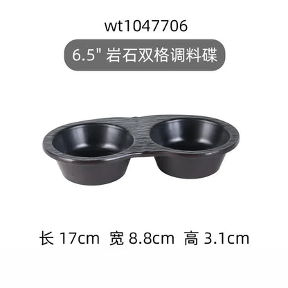 Hotpot Restaurant Melamine Tableware Black Frosted Dinner Plate Japanese Sushi Plates Not Easily Broken Snack Fruit Dishes.