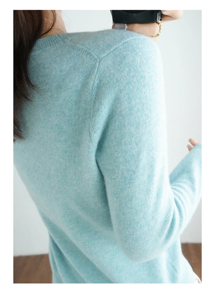 Herbst und Winter Kaschmirpullover Damen Rundhalspullover lässig gestrickt Top Damen kurze Unterwolle Mode 18 Farben