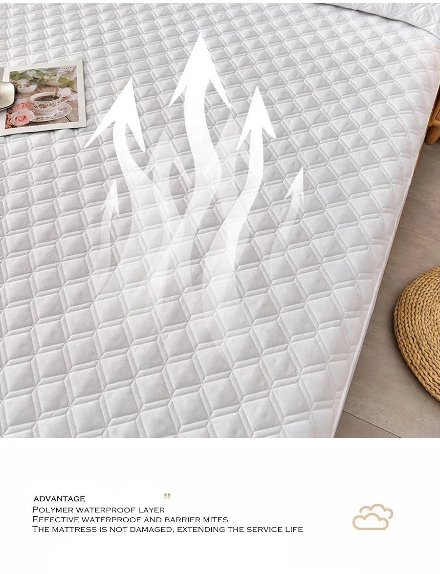 WASART Waterproof mattress protector cover quilted thicken elastic fitted sheet style couple double bed protection pad king size.