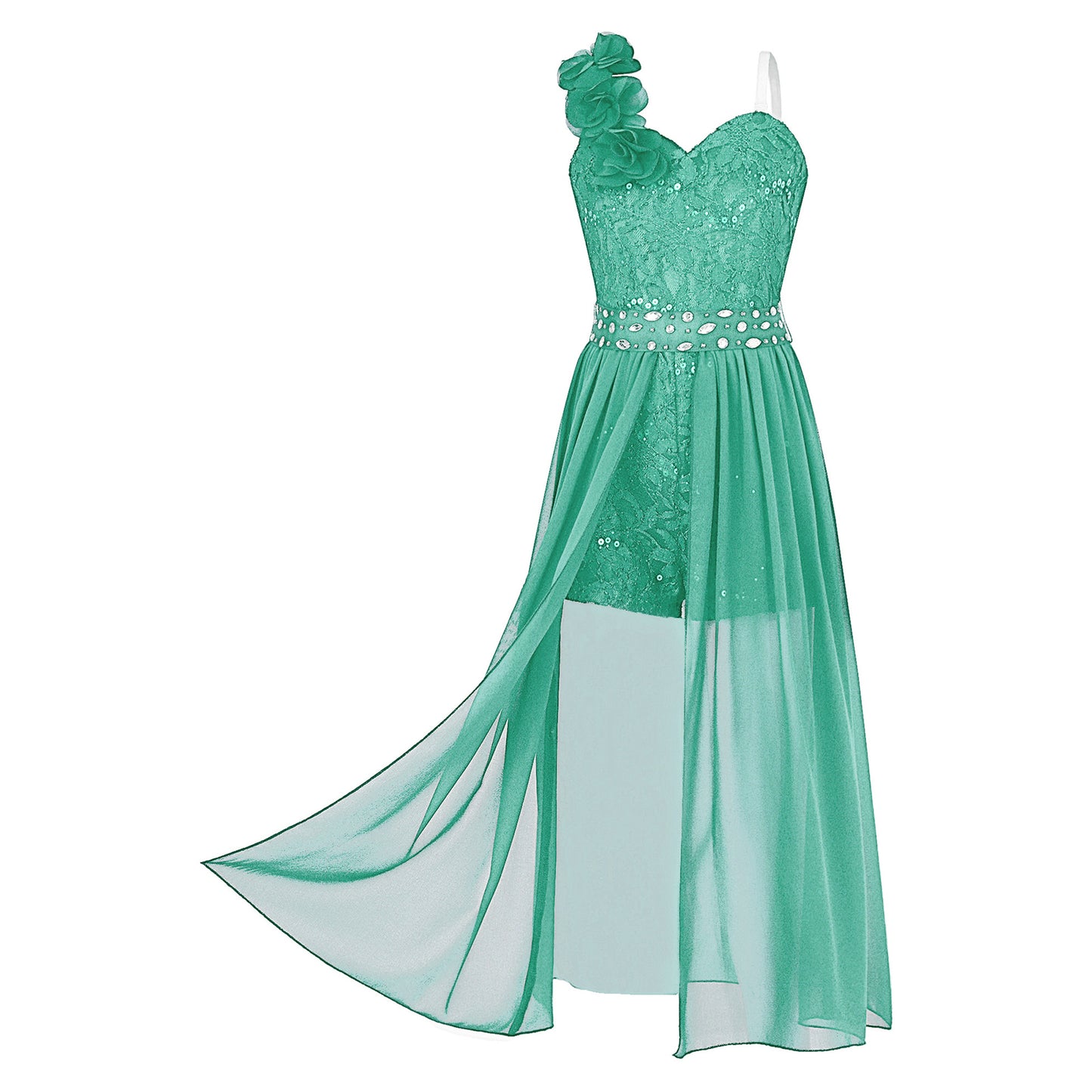 Elegantes Partykleid für Mädchen, Hochzeit, Geburtstag, Abschlussball, Bühne, Festzug, glänzende Pailletten, Perlenapplikation, Spitze, Chiffon, Overall-Kleider