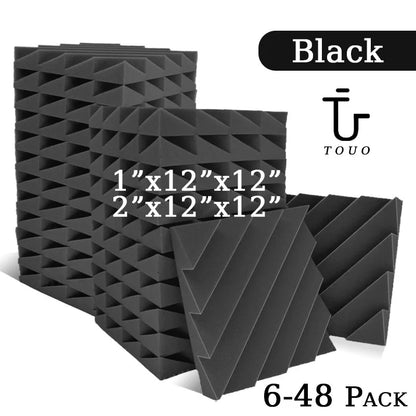 TOUO Diamond Groove Acoustic Foam 6/12/24 Pcs Wall Soundproofing Drum Room Acoustic Treatment High-Density Soundproof Material