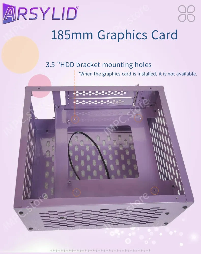 ARSYLID K49 ITX A4 Computer Case 4.9L 185mm Graphics Card Flex PSU 50mm Radiator Mini PC Chassis.
