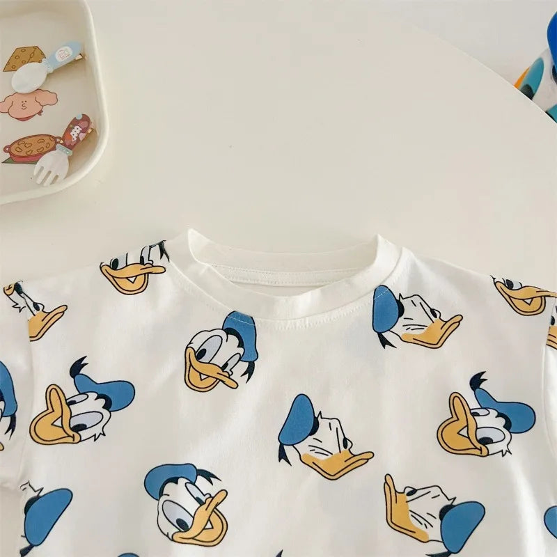 Donald Duck Bodys Einteiler Babykleidung 0-2 Jahre alt Cartoon-Stil Loose Wrap Ass Krabbelanzug K594-1.
