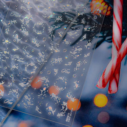 Ocean Theme 5D Nail Sticker Summer Beach Seashells Starfish Conch Scallop Shell Coral Self Adhesive Decoration Manicure Decal