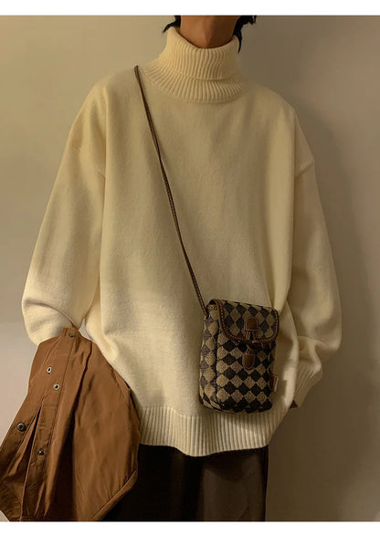 Turtleneck Men's Sweater Autumn 2025 New Knitted High Neck Pullover Streetwear Comfortable Fitness Tops Clothing Knitwear.
