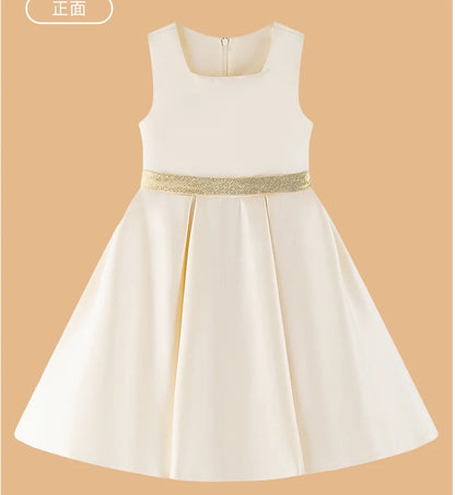 Mädchen Luxus Beige Kleid Kinder Partys Bühnenaufführungen Party Hochzeit Feier Kostüm Größe 110-170.