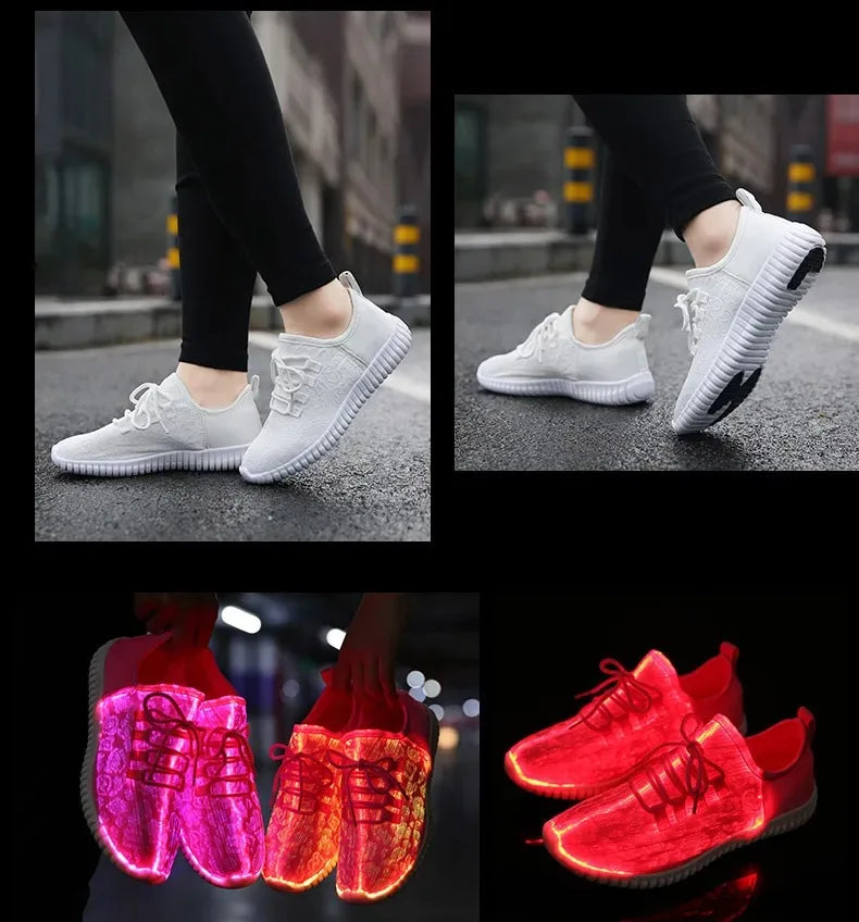 7ipupas LED Shoes for Boys Girls Women and Men Fiber Optic Shoes and Elastic Sole USB Rechargeable Lightweight Sneakers.