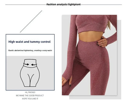 Seamless Dot Dot Yoga Suit High Waist Outdoor Sports Vest Running Quick Dry Top Fitness Yoga Pants Set Exercise Workout Clothes.