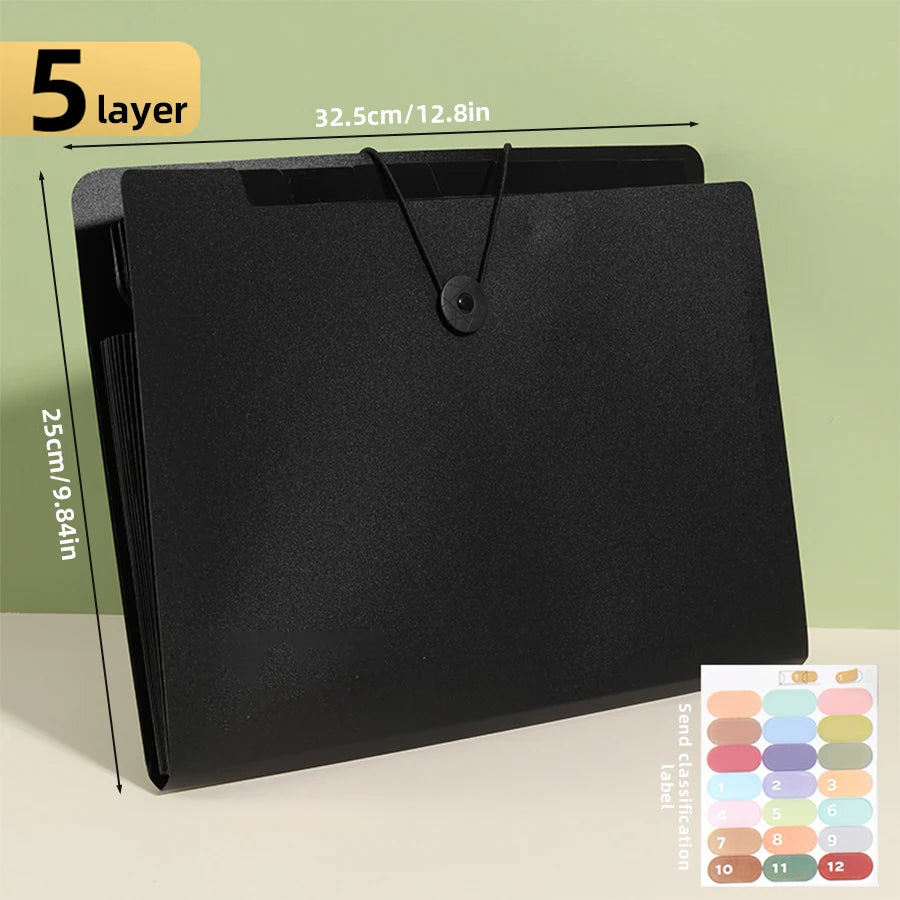 Three Colors Horizontal A4 Folder Students Office Business Trip Multi-layer Large Capacity 5/8/13 Layers Storage Organ Bag.