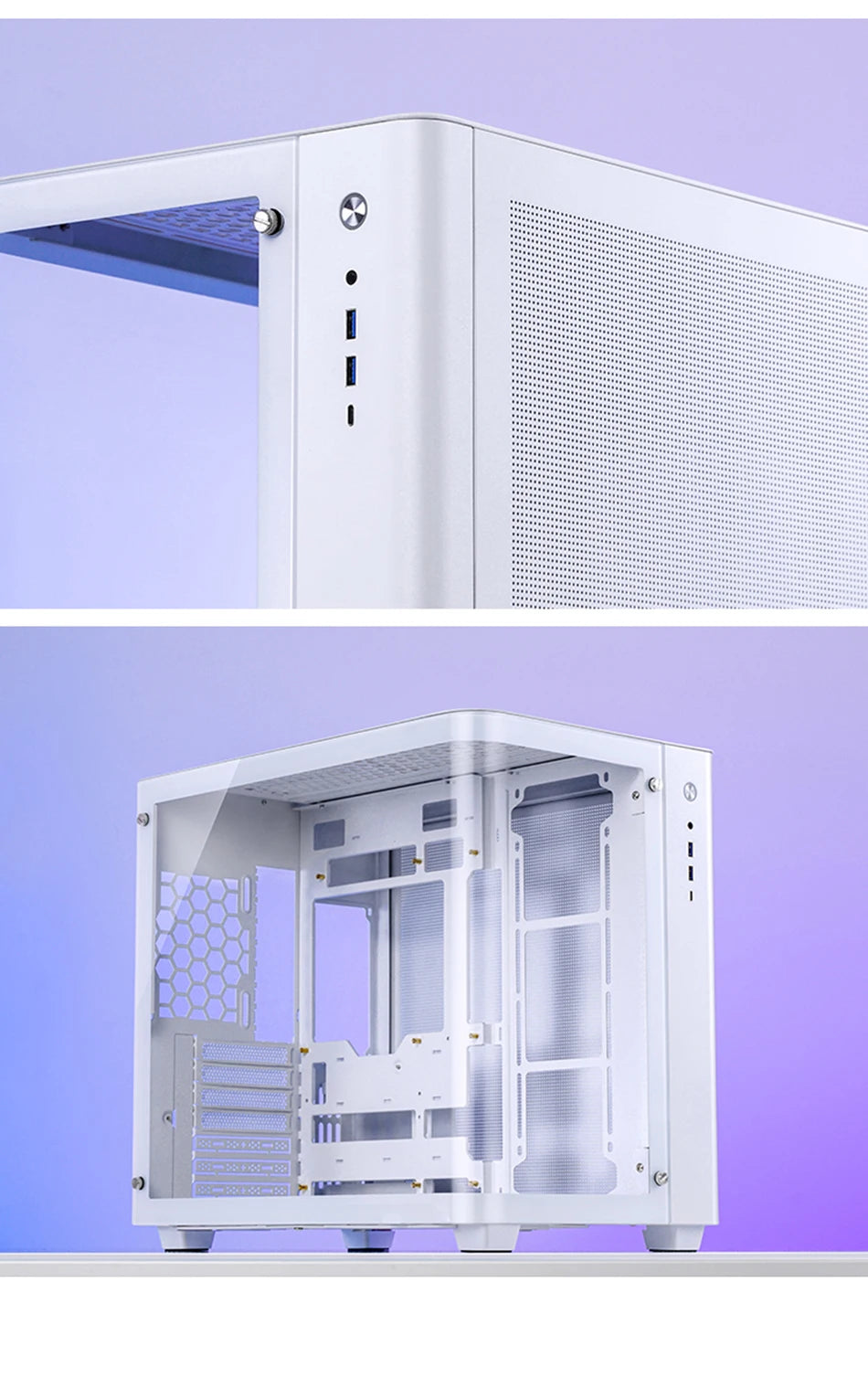 JONSBO TK-3 Desktop Chassis Curved Sea View Room Side Transparent ATX E-sports Case Double 360 Water Cooler Type-c Interface