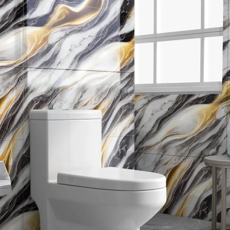 10PCS Waterproof 3D Ceramic Tile Sticker Imitation Marble Self Adhesive Wall Floor Sheet for Home Renovation Decoration Use