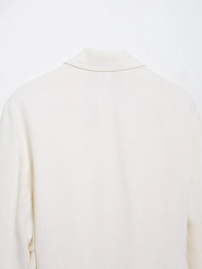 HH Women's Suits White Turn-Down Collar Long Sleeves Lace-Up Blazers+High Waist Zipper Long Pants Female Spring Fashion Sets.