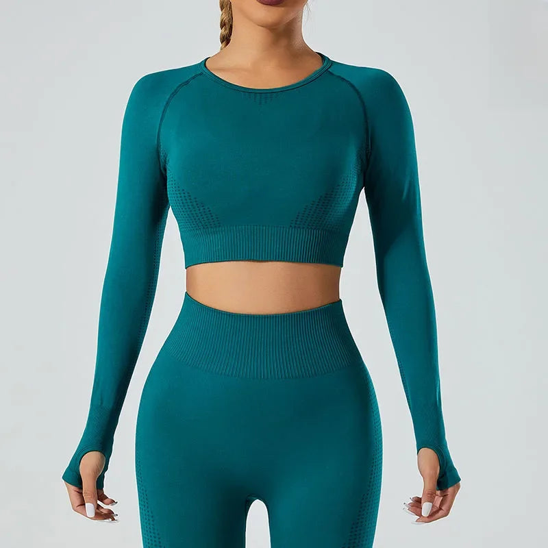 In-stock Women's Yoga Suit Five-piece Set Seamless Fitness Wear For Running Sports Top Leggings From Mainland China