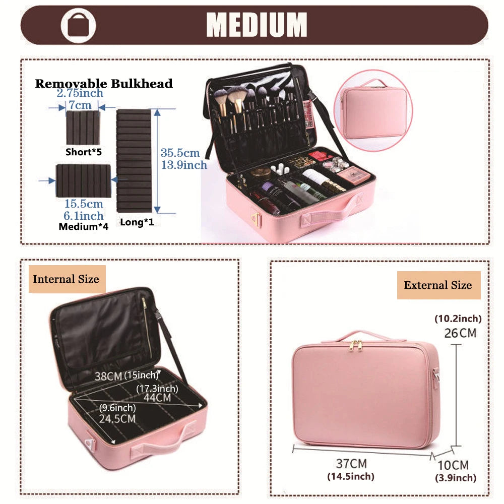 Three-layer Cosmetic Case Large Waterproof Oxford Cloth Manicure Makeup Toolbox,Travel Underwear Storage Box.