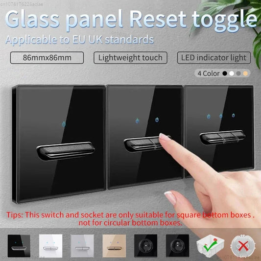 Glasscheibe Wand schalter LED europäische 16a Steckdose Retro Kippschalter eu uk Standard 2-Wege-Buchse 1-4gang USB Home Dekoration.
