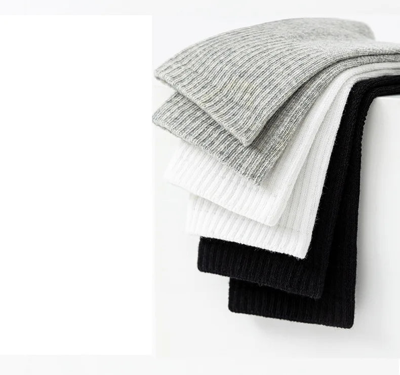 5 Pairs Pure Cotton Children Boy Socks Black White Grey Solid Color Unisex Breathable Sports School Socks Baby Girl Calf Socks