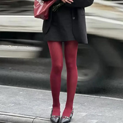 1/2Pcs Sexy Wine Red Stocking Women Girl Burgundy Thin Thick Elastic Tight Vintage Anti-Hooker Comfortable Pantyhose Accessory