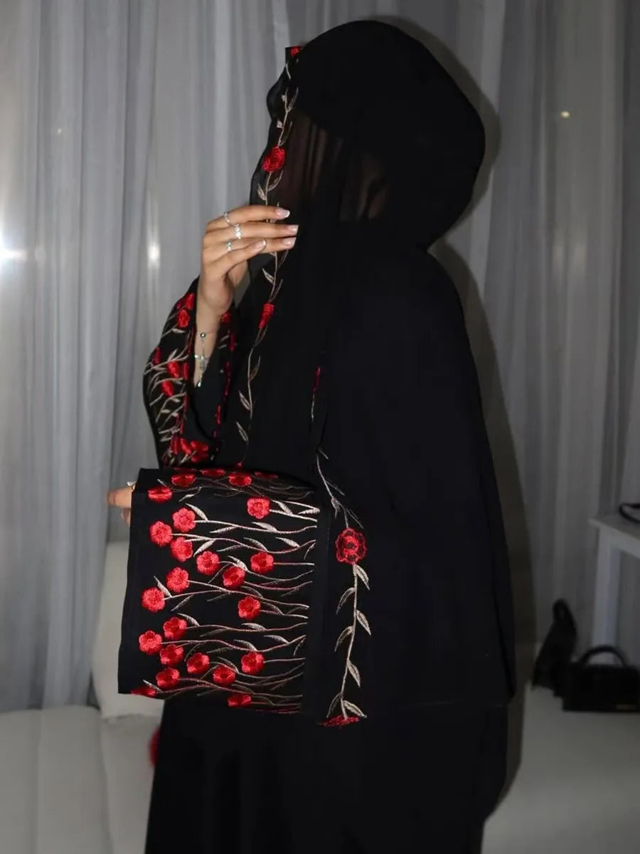 Muslim Women Dubai Abaya luxury embroidery Floral Long Dress Kaftan Flower Ramadan Robe Femme Islam African Dresses Kebaya.