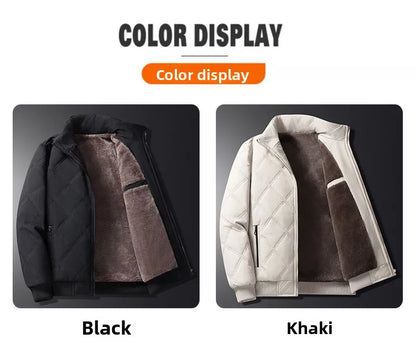 2025 Men's Warm Parker Coat Autumn/Winter Outdoor Sports Thick Anti Cold Cotton Jacket Stand up Collar Checkered Cotton Coat.
