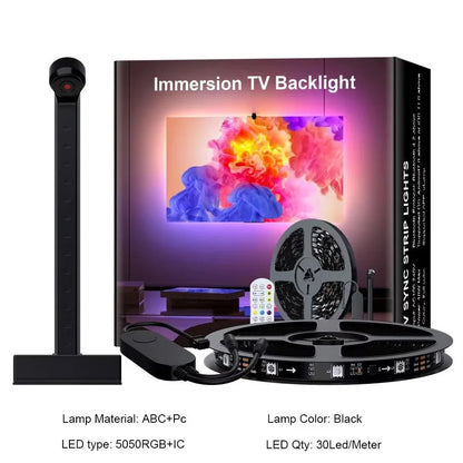 PC/TV LED-Hintergrundbeleuchtung RGBIC LED-Streifenlicht mit Farbpflückungssensor App-Steuerung Musiksynchronisierung Intelligentes RGB-Licht für Gaming-Atmosphäre.