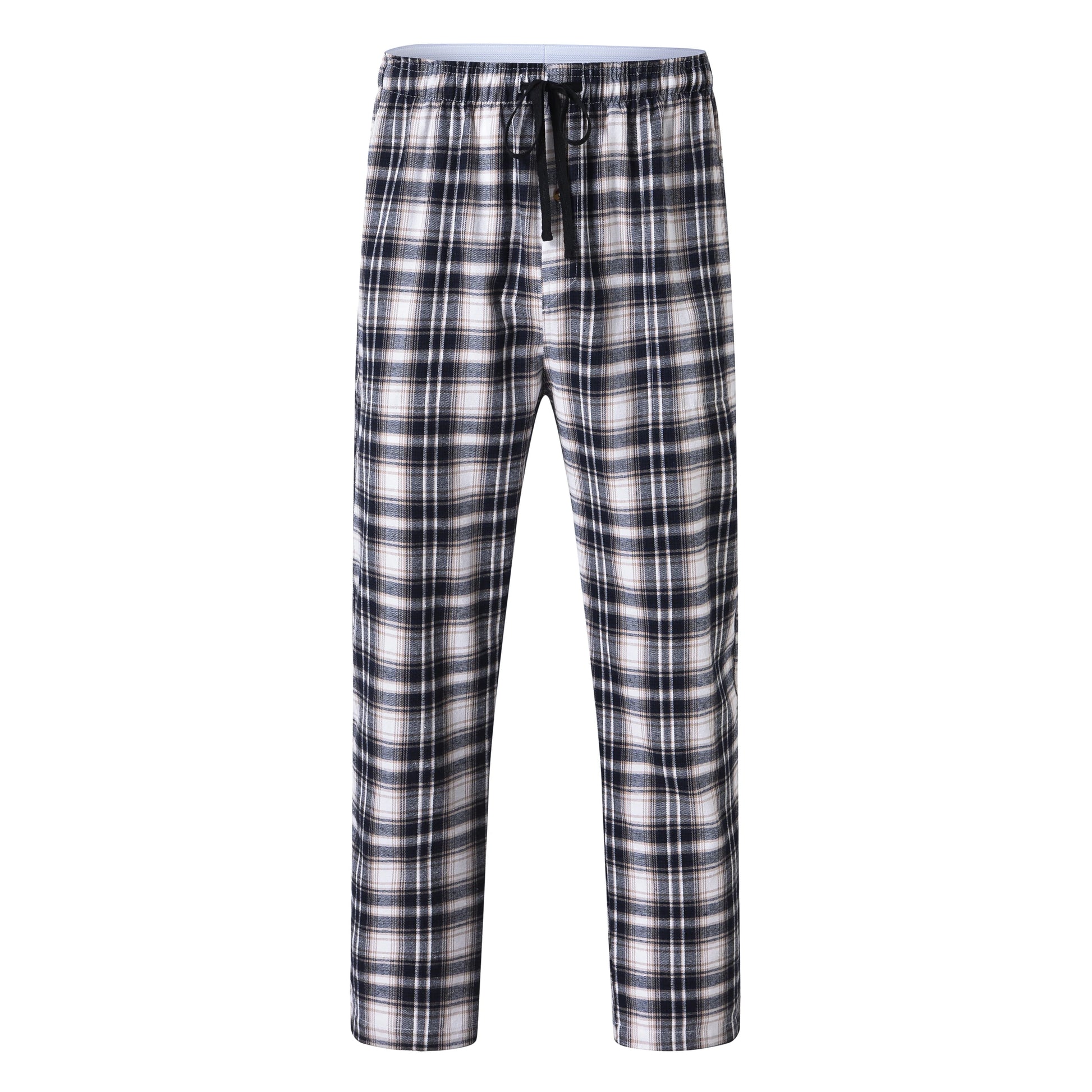 3Pcs Men's 100% Cotton Plaid Pajama Sleeping Pants, Long Plaid Print Sleepwear Pajama Pants with Elastic Waist Homewear.