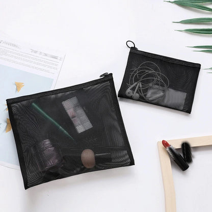 Women Mesh Cosmetic Bag Travel Storage Makeup Bag Organizer Female Make Up Pouch Portable Small Large Toiletry Beauty Case