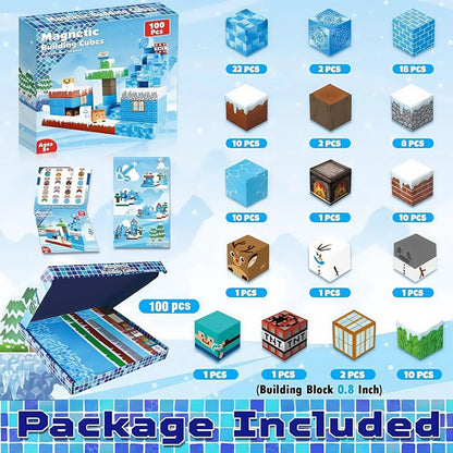 Magnetic Blocks Ice Castle Building Set Montessori Toddler STEM Sensory Toys Christmas Birthday Gift Educational Stacking Game.