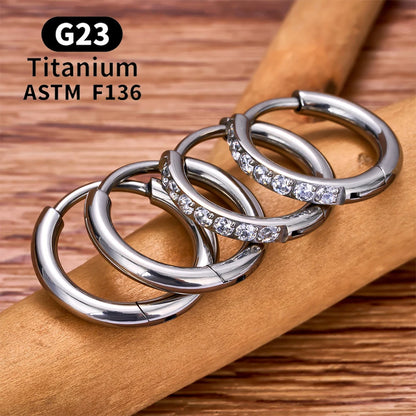 2/20PCS G23 Titanium Earring Hoop CZ Hinged Segment Round Nose Ring for Women Ear Tragus Cartilage Helix Daith Piercing Jewelry.