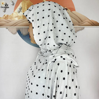 2024New Pure Cotton Ramadan Muslim Two-Hat Abaya Dubai Turkey Islam Prayer Clothes Loose Robe Islamic Women Traditional Clothing.