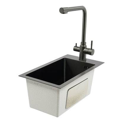 Edelstahlspüle, Küchenspüle, kleine Küchenspüle, Mini-Spüle mit Wasserhahn und Abfluss, 50 x 28 cm