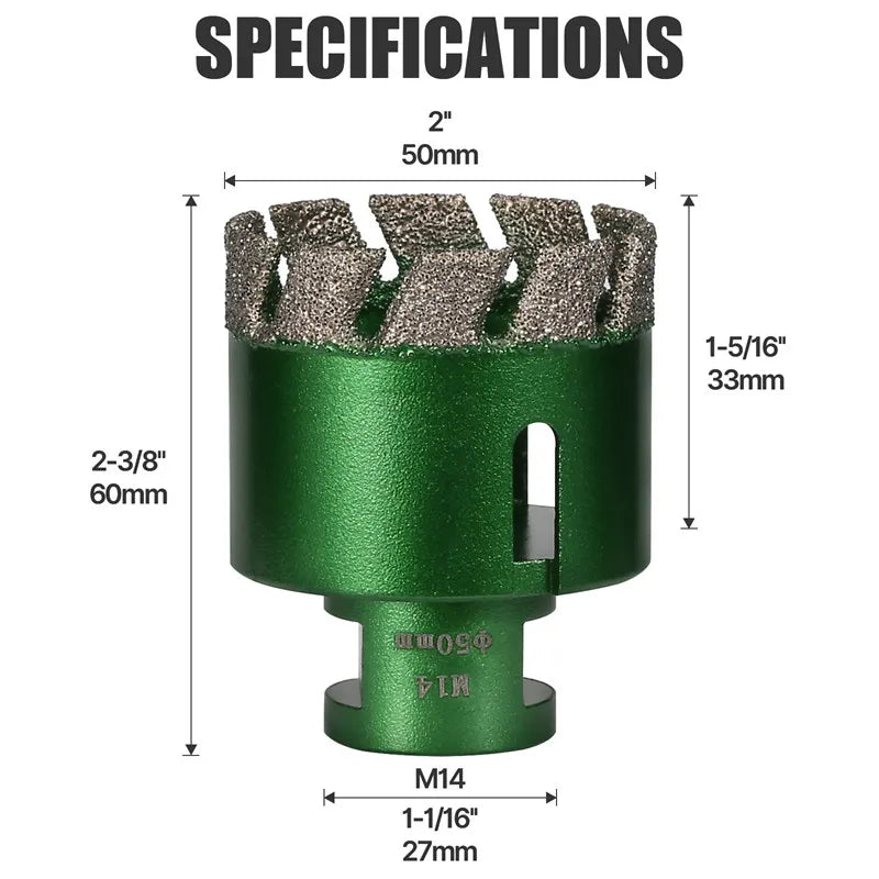 6–130 mm M14-Gewinde, trocken, vakuumgelöteter Marmor, Mauerwerk, Lochsäge, Öffner, Diamantbohrkrone für Keramikfliesen, Granit, Marmor