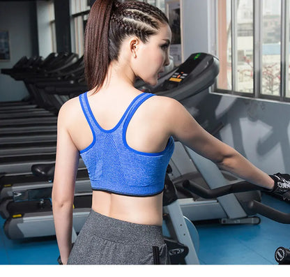 Front Zipper Sport Bra Gym top Breathable Brassiere Yoga Workout Running Vest Women's Underwear Shockproof Running Fitness Bra.