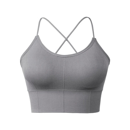 VEQKING Women Cross Strap Sports Bra Top Women Push Up Sport Bra Yoga Gym Crop Top Brassiere Fitness Top Sport Breathable Bras.