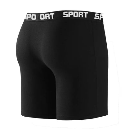 Herrenunterwäsche, mittlere Taille, hochelastisch, Sport-Shorts mit flachen Ecken, bequeme, solide Unterhose, Pilzsicher, lange Herrenhöschen