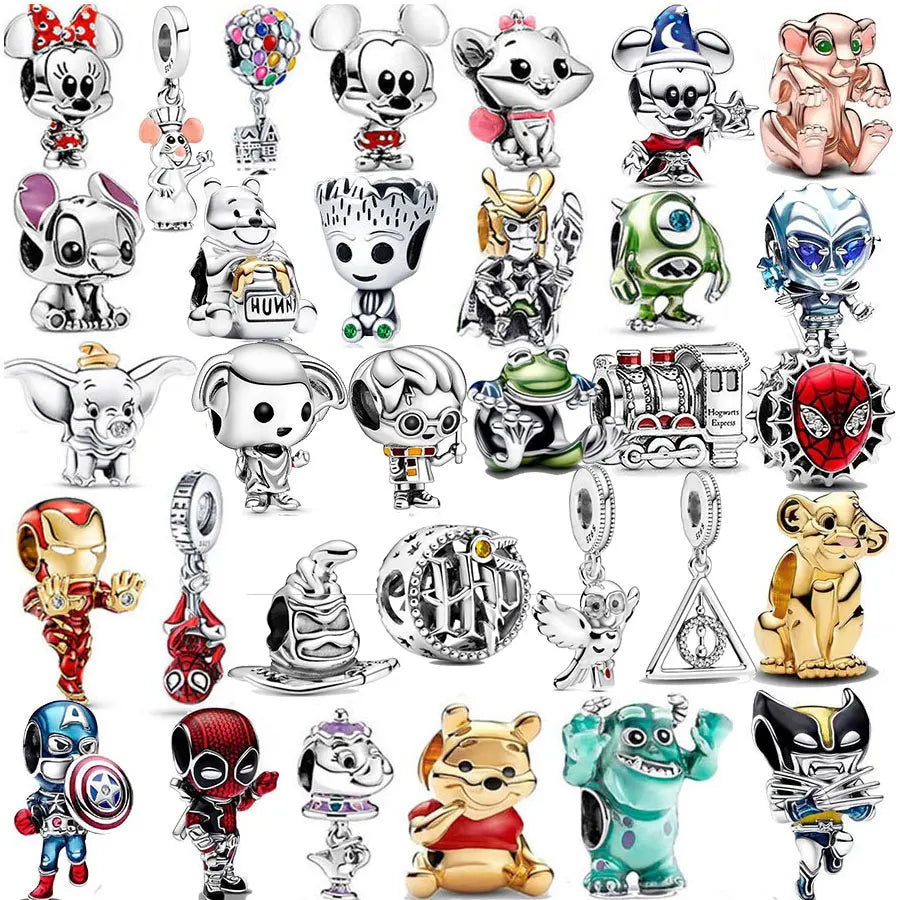 100% 925 sterling silver Disney 100th anniversary charm beads suitable for original DlY bracelet, women's fashion gift.