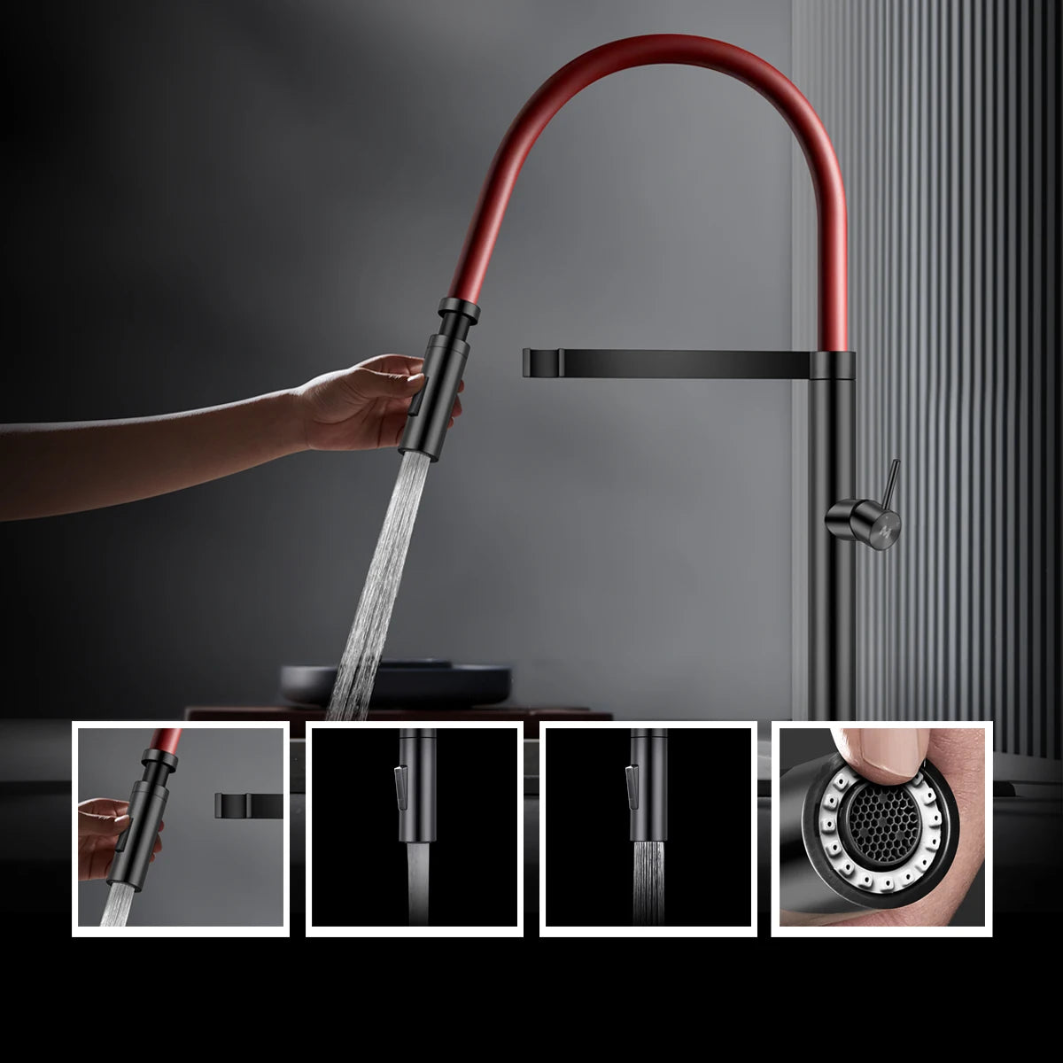 ASRAS large kitchen stainless steel nano sink with built-in waterfall faucet and large drainage outlet design