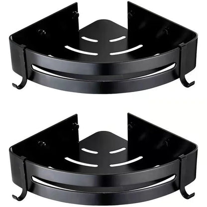Badezimmer Regal Organizer Dusche Lagerregal Schwarz Eckregale Wandmontage Aluminium Toilette Shampoo Halter Kein Bohrer