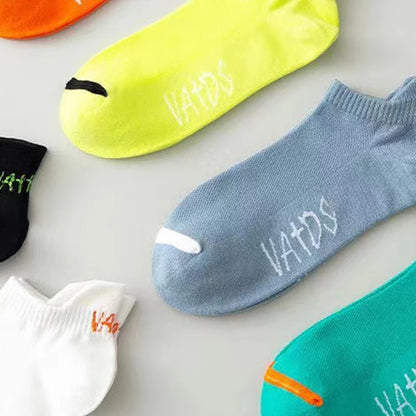 5 Pairs Men Bright Colored Ankle Socks Breathability Fashionable Casual Street Style Deodorizing Invisible Travel Running Socks.