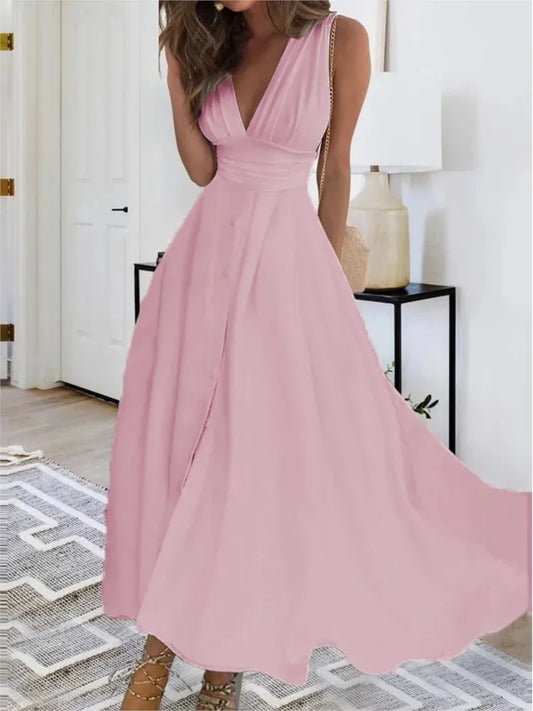 Frühling Sommer Elegante Party Langes Kleid Für Frauen Sexy Tiefem V-ausschnitt Ärmel Schlank Weiß Casual Boho Maxi Kleider 2024 Robe femme