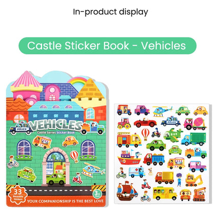Kids' Reusable Castle Jelly Sticker Book Multi-Theme DIY Creative Jelly Stickers Portable Quiet Busy Book Montessori Sticker Toy