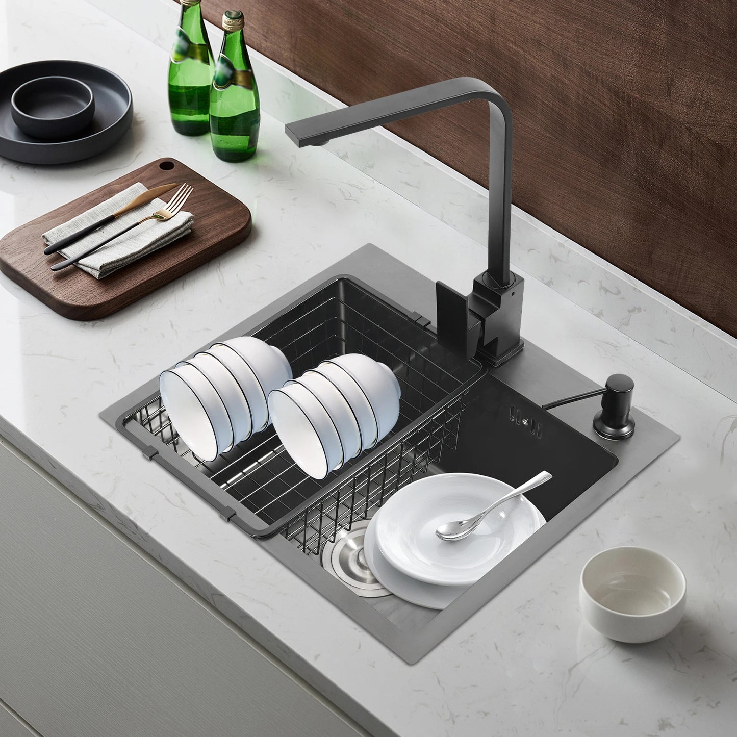 [Edelstahlspüle] Moderne Küchenspüle aus Edelstahl – Edelstahl – für die Küche – langlebig, elegant